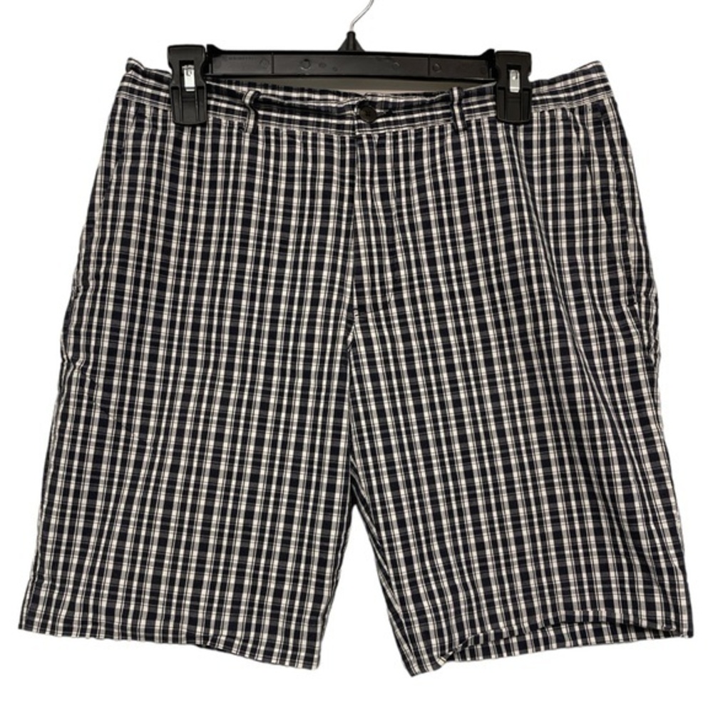 Men's Michael Kors Plaid Casual Black White 9” Inseam Shorts Size 32 EUC #7679